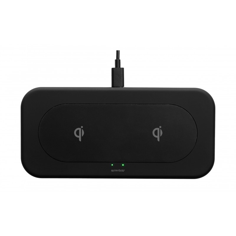 Essentials trådlös QI-laddare som kan ladda två enheter samtidigt med 10W